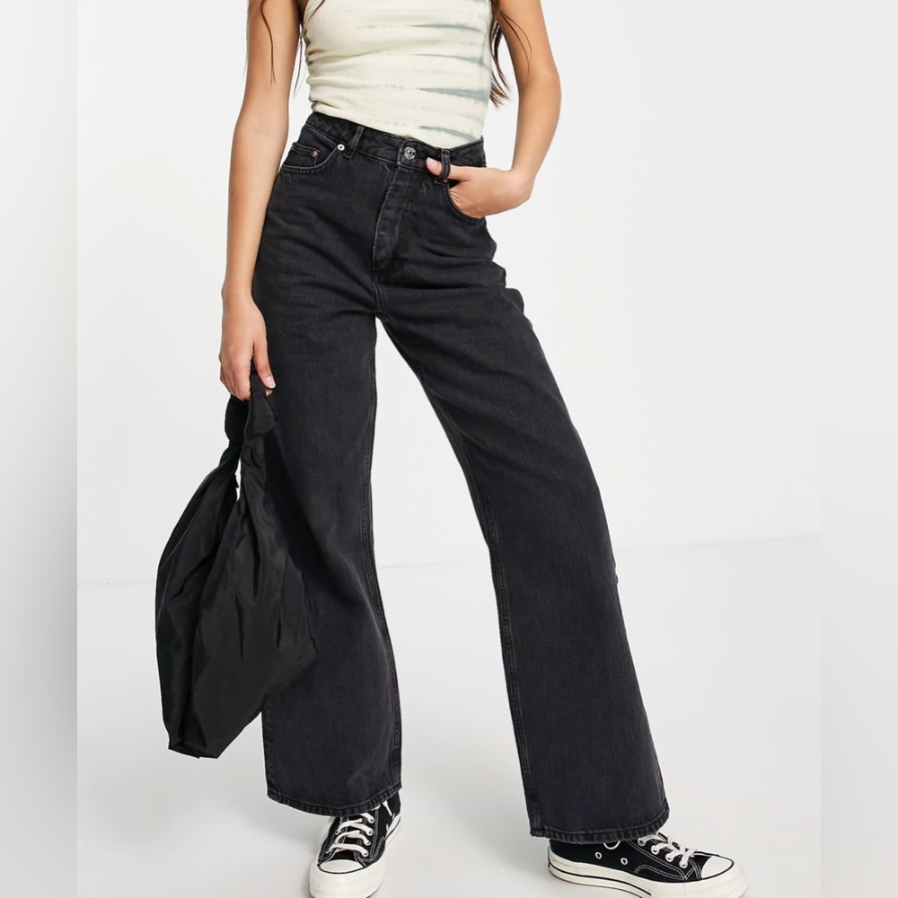 ASOS DESIGN high rise 'relaxed' dad jeans in washed black